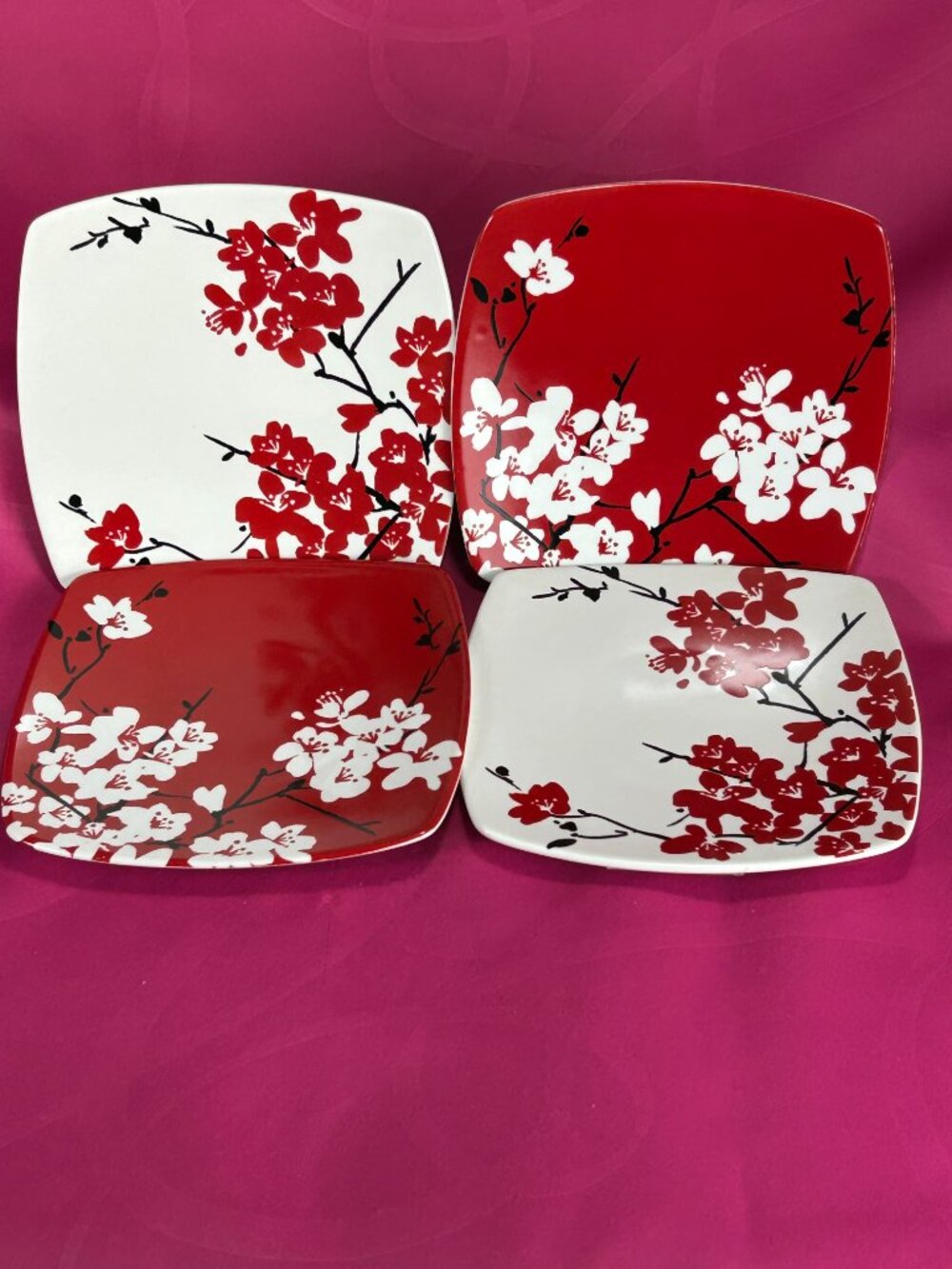 222 Fifth PTS International Mia Blossom set of 4 side plates